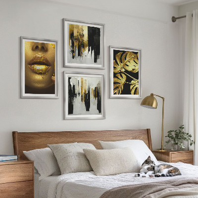 Set tablouri gata de agățat Pictură abstractă cu frunze