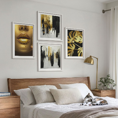 Set tablouri gata de agățat Pictură abstractă cu frunze