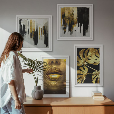 Set tablouri gata de agățat Pictură abstractă cu frunze