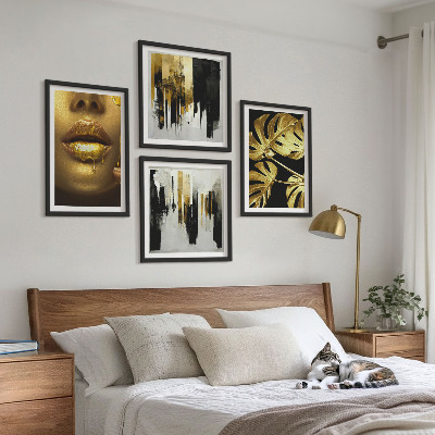 Set tablouri gata de agățat Pictură abstractă cu frunze