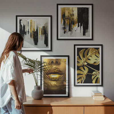 Set tablouri gata de agățat Pictură abstractă cu frunze