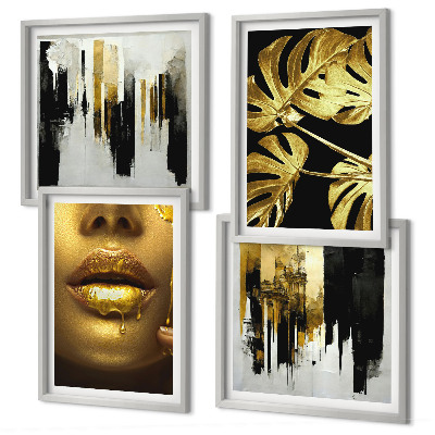 Set tablouri gata de agățat Pictură abstractă cu frunze