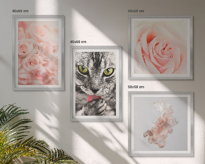 Set tablouri gata de agățat Trandafiri de pisică gri abstract