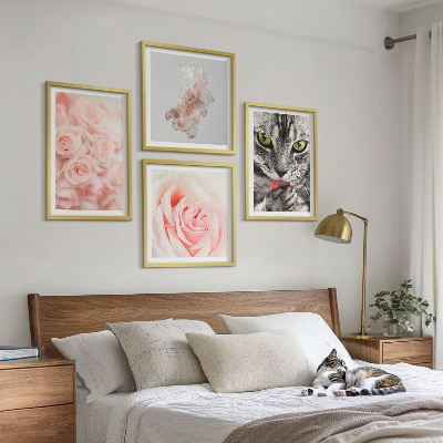 Set tablouri gata de agățat Trandafiri de pisică gri abstract