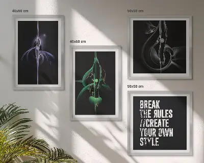 Compoziție de tablouri pentru perete cu modele abstracte negre