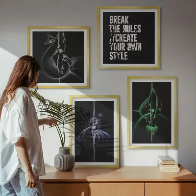 Compoziție de tablouri pentru perete cu modele abstracte negre