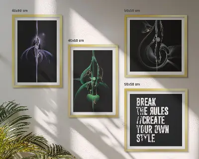 Compoziție de tablouri pentru perete cu modele abstracte negre