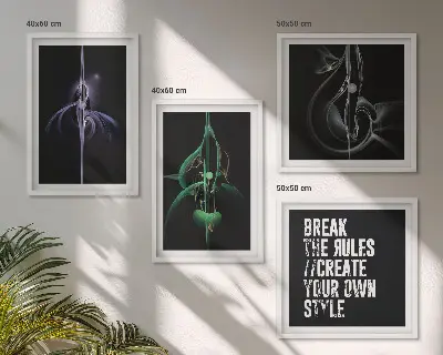 Compoziție de tablouri pentru perete cu modele abstracte negre