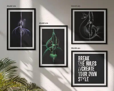 Compoziție de tablouri pentru perete cu modele abstracte negre