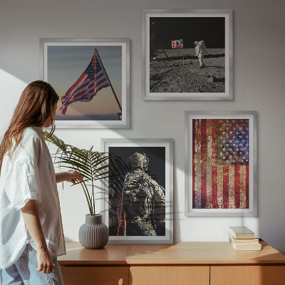Compoziție de tablouri pentru perete Simboluri americane Drapelul SUA