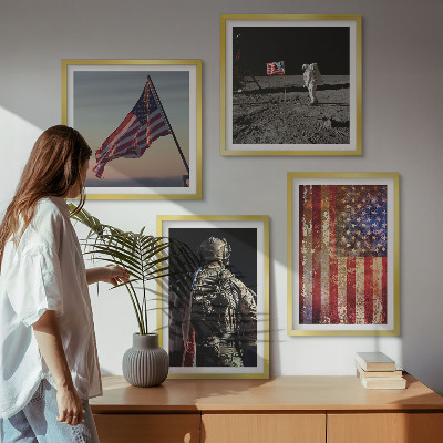 Compoziție de tablouri pentru perete Simboluri americane Drapelul SUA