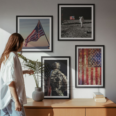 Compoziție de tablouri pentru perete Simboluri americane Drapelul SUA