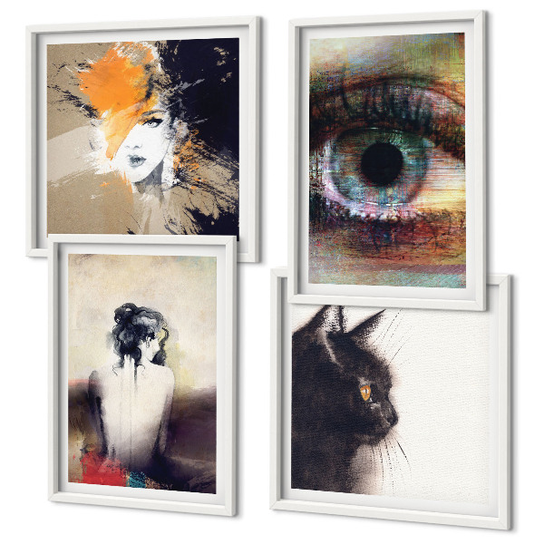 Set tablouri gata de agățat Portret de femeie, ochi, culori, emoții