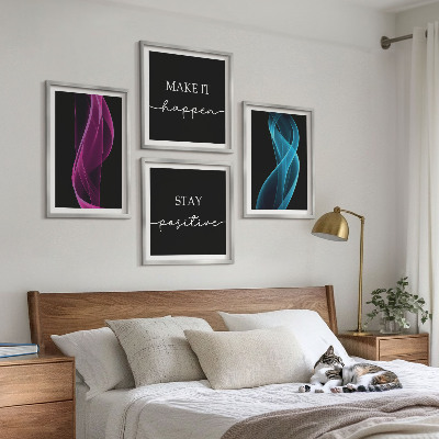 Compoziție de tablouri pentru perete Valuri de linii neon pe fundal