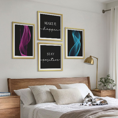 Compoziție de tablouri pentru perete Valuri de linii neon pe fundal