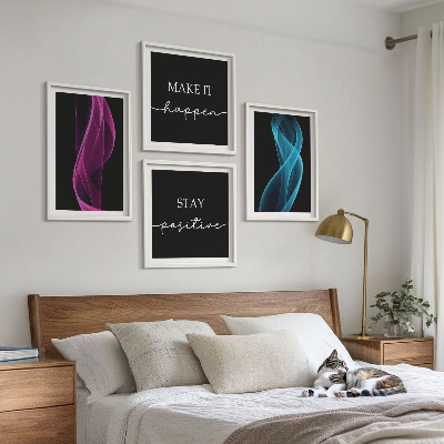 Compoziție de tablouri pentru perete Valuri de linii neon pe fundal