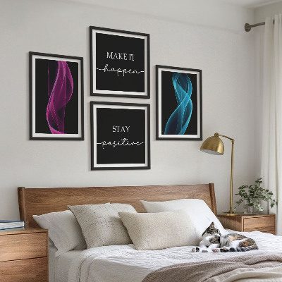 Compoziție de tablouri pentru perete Valuri de linii neon pe fundal