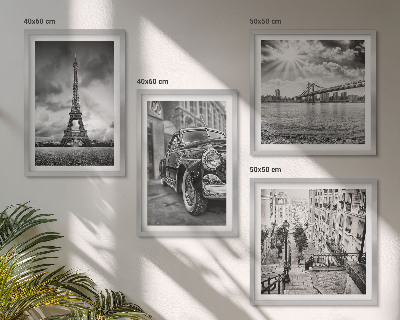 Set tablouri gata de agățat Vederi ale orașului, poduri, Turnul Eiffel, mașină