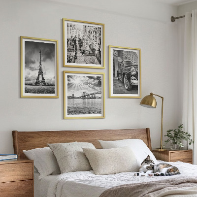 Set tablouri gata de agățat Vederi ale orașului, poduri, Turnul Eiffel, mașină