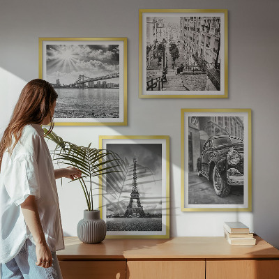 Set tablouri gata de agățat Vederi ale orașului, poduri, Turnul Eiffel, mașină