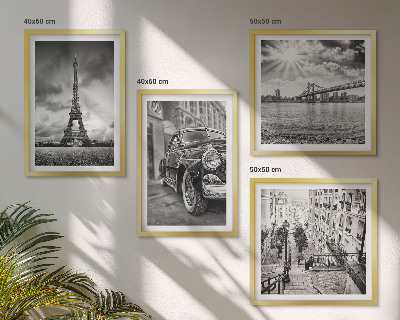 Set tablouri gata de agățat Vederi ale orașului, poduri, Turnul Eiffel, mașină