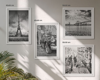 Set tablouri gata de agățat Vederi ale orașului, poduri, Turnul Eiffel, mașină