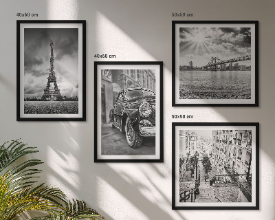 Set tablouri gata de agățat Vederi ale orașului, poduri, Turnul Eiffel, mașină