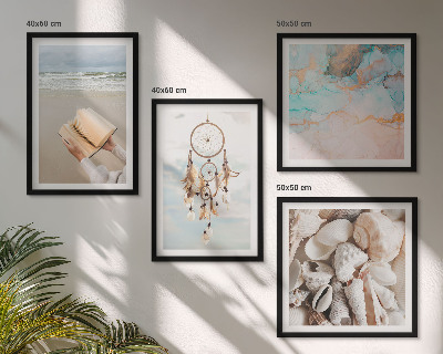 Compoziție de tablouri pentru perete Carte boho cu scoici de mare
