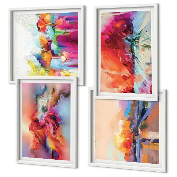 Compoziție de tablouri pentru perete cu abstracțiuni colorate ale formei