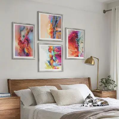 Compoziție de tablouri pentru perete cu abstracțiuni colorate ale formei