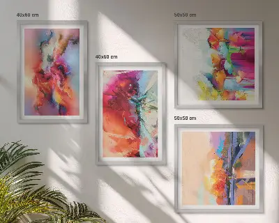 Compoziție de tablouri pentru perete cu abstracțiuni colorate ale formei
