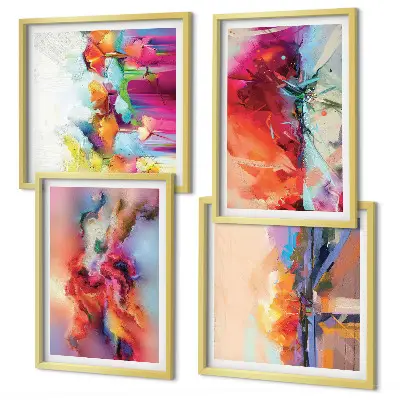 Compoziție de tablouri pentru perete cu abstracțiuni colorate ale formei