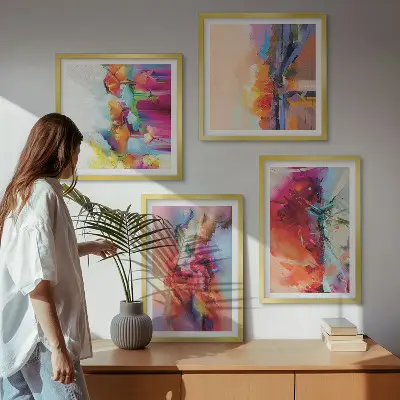 Compoziție de tablouri pentru perete cu abstracțiuni colorate ale formei