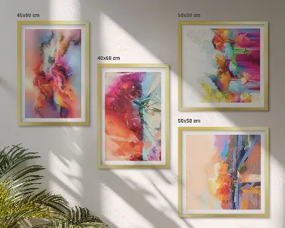 Compoziție de tablouri pentru perete cu abstracțiuni colorate ale formei