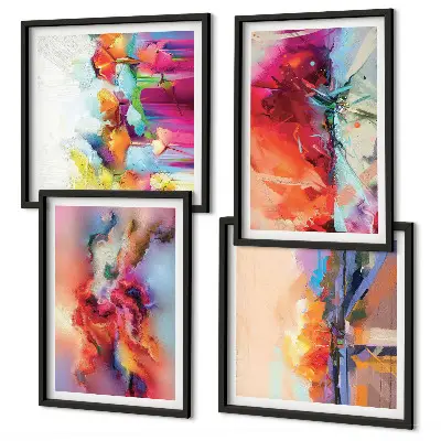 Compoziție de tablouri pentru perete cu abstracțiuni colorate ale formei