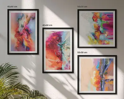 Compoziție de tablouri pentru perete cu abstracțiuni colorate ale formei