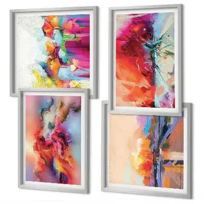 Compoziție de tablouri pentru perete cu abstracțiuni colorate ale formei
