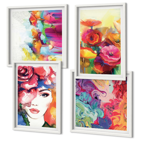 Set tablouri gata de agățat Portret de flori în culori intense