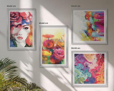 Set tablouri gata de agățat Portret de flori în culori intense