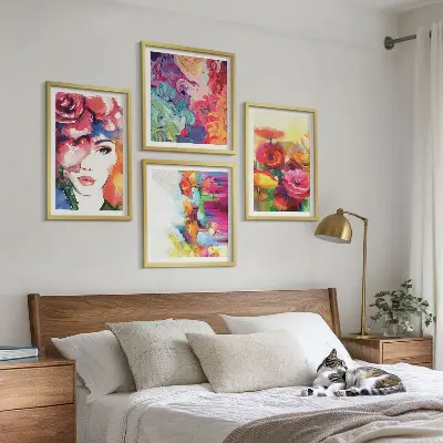 Set tablouri Portret de flori în culori intense gata de agățat