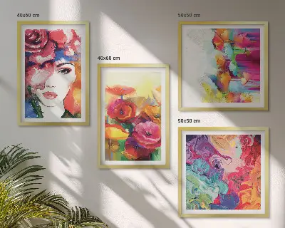 Set tablouri Portret de flori în culori intense gata de agățat