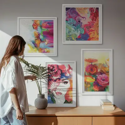 Set tablouri Portret de flori în culori intense gata de agățat