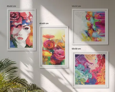 Set tablouri Portret de flori în culori intense gata de agățat