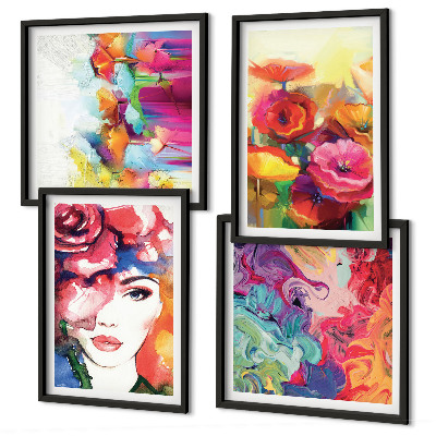 Set tablouri gata de agățat Portret de flori în culori intense
