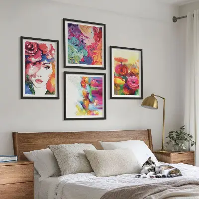 Set tablouri Portret de flori în culori intense gata de agățat