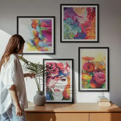 Set tablouri Portret de flori în culori intense gata de agățat