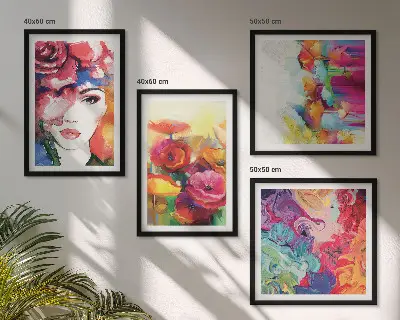 Set tablouri Portret de flori în culori intense gata de agățat