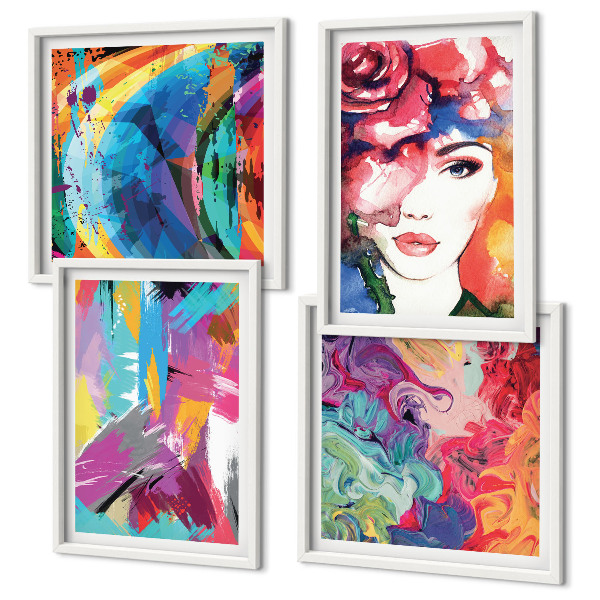 Compoziție de tablouri pentru perete Portret abstract colorat