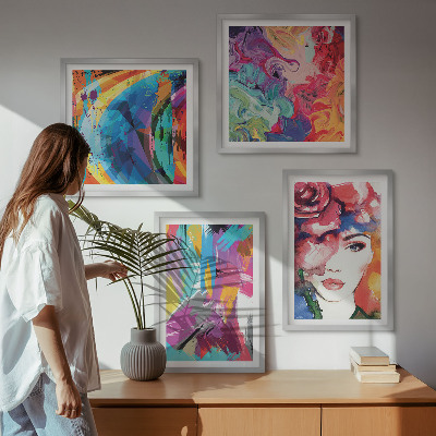 Compoziție de tablouri pentru perete Portret abstract colorat