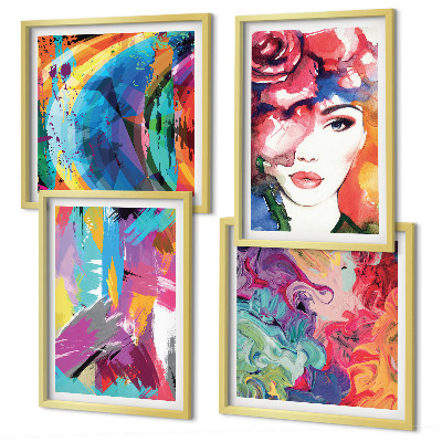 Compoziție de tablouri pentru perete Portret abstract colorat